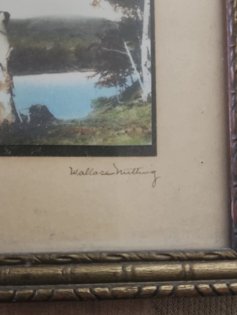 Wallace Nutting Signed Handcolorized Landscape In Picture Frame 100+ Years Old